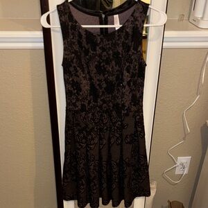 Elegant Black Pink Floral Dress